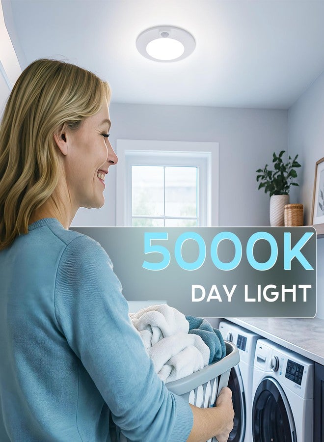 CLOUDY BAY Motion Sensor Ceiling Light Indoor,120V CRI90 10W 5000K Bright Day Light,6.5 inch LED Flush Mount Ceiling Lighting Fixture for Garage,Walk-in Closet,Attic,Pantry Wet Location White Finish - Image 3
