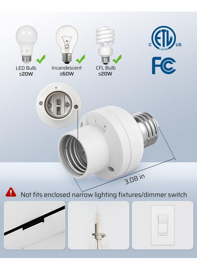 DEWENWILS DEWENWILS Remote Control Light Bulb Socket, Wireless Light Switch for Pull Chain Light Fixture, E26 E27 Bulb Base, No Wiring, ETL Listed(1 Wall Mounted Switch+2 Socket)  - Image 4