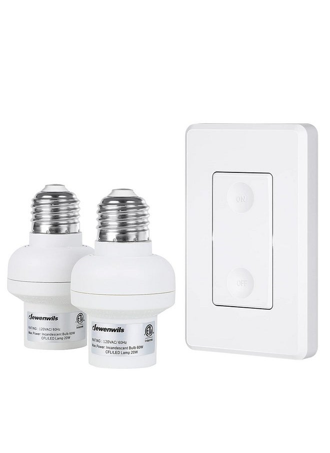 DEWENWILS DEWENWILS Remote Control Light Bulb Socket, Wireless Light Switch for Pull Chain Light Fixture, E26 E27 Bulb Base, No Wiring, ETL Listed(1 Wall Mounted Switch+2 Socket)  - Image 1