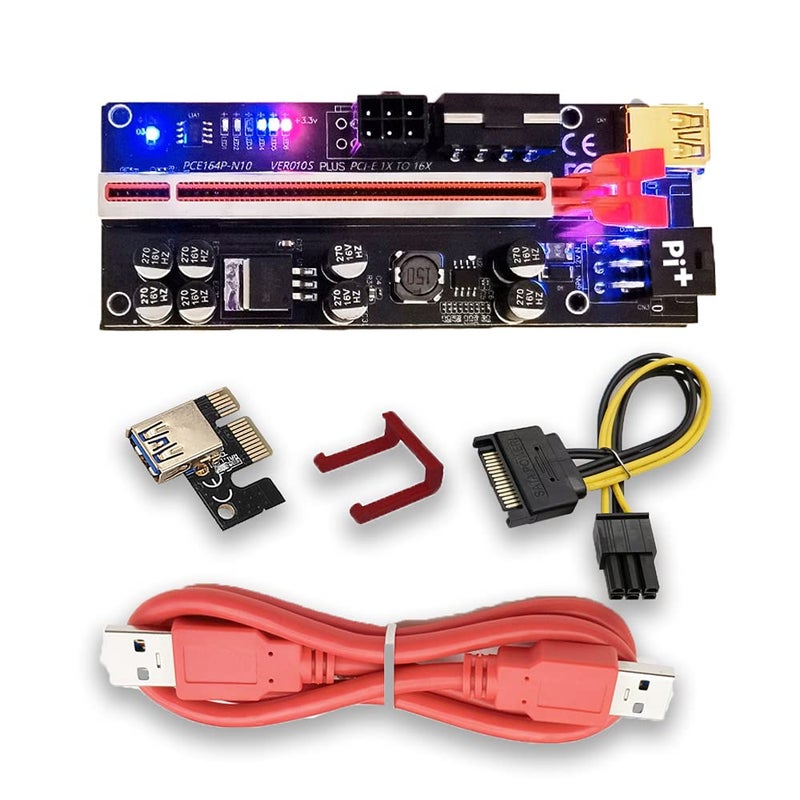 Piplus Pi+™ (™) VER0010S بلس ألترا الأحدث / 8 مكثف / ألترا مستقر / LED إضافي / محول PCIe رiser 80 سم كابل USB 3.0 - رiser GPU - تعدين بيتكوين إيثيريوم BTC ETH زكاش - Image 3