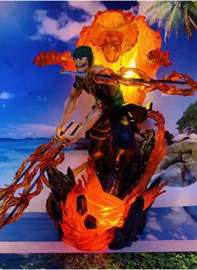 One Piece One Piece Zoro the Extreme Tiger Hunter Action Figure Decorative Resin Sculpture Home Decor Statue, Art Figurine Home Ornament Decoration for Office, Living Room, Bedroom, Book Shelf, TV Cabinet, Desktop  - Image 2