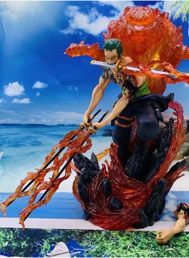 One Piece One Piece Zoro the Extreme Tiger Hunter Action Figure Decorative Resin Sculpture Home Decor Statue, Art Figurine Home Ornament Decoration for Office, Living Room, Bedroom, Book Shelf, TV Cabinet, Desktop  - Image 1