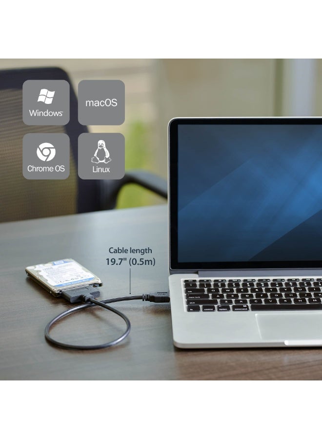 كابل محول من USB 3.0 إلى SATA III لمحركات الأقراص الصلبة – محول لأقراص HDD وSSD مقاس 2.5 بوصة، سرعة نقل بيانات عالية تصل إلى 5 جيجابت في الثانية، يدعم التوصيل والتشغيل (Plug & Play) والتبديل السريع (Hot Swap)، متوافق مع الإصدارات السابقة USB 2.0/1.1، ويعمل مع أنظمة Windows وMac OS وLinux. - Image 5