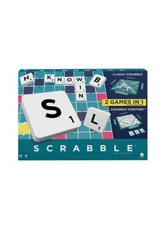 Mattel Games Original Scrabble Two-in-One Game: Classic Scrabble & Scrabble Together for Cooperative Play, Family Word Game, Includes 50 Goal Cards that Teach Scrabble Basics, Ages 8+  - Image 1