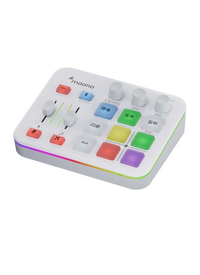 Maono - MAONO Gaming Audio Mixer, Audio Interface with Pro-preamp, RGB, Bluetooth, 48V Phantom Power for Live Streaming, Podcasting, Content Create, Gaming MaonoCaster G1 NEO (White) - Image 1