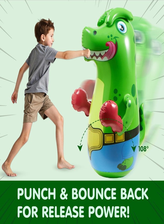 SYNCFUN Inflatable Punching Bag for Kids 47 Inches, Toddler Blow up Punching Bag Toys, T.rex Dinosaur Bouncing-Back Bopper - Image 3