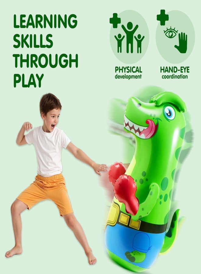 SYNCFUN Inflatable Punching Bag for Kids 47 Inches, Toddler Blow up Punching Bag Toys, T.rex Dinosaur Bouncing-Back Bopper - Image 4