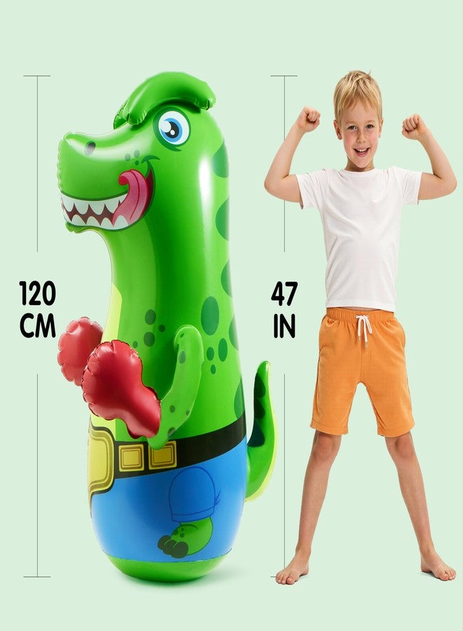 SYNCFUN Inflatable Punching Bag for Kids 47 Inches, Toddler Blow up Punching Bag Toys, T.rex Dinosaur Bouncing-Back Bopper - Image 5