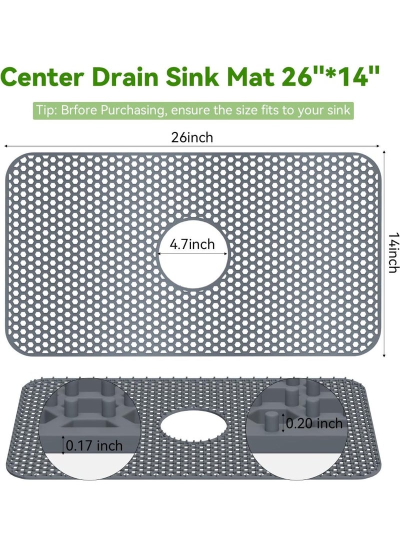 Silicone sink mat, kitchen sink mat, 26 inches x 14 inches, suitable for kitchen sinks, heat-resistant, flexible, stable, and protects the bottom of farmhouse-style stainless steel ceramic sinks. - Image 2