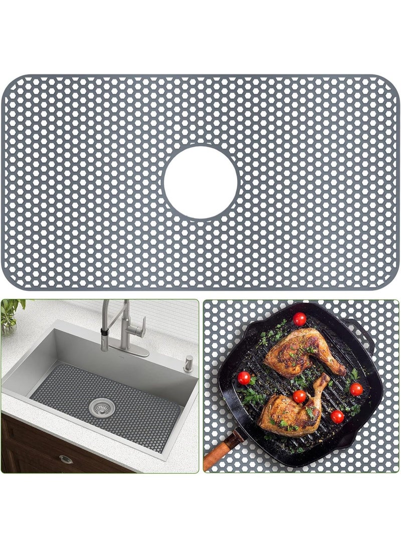 Silicone sink mat, kitchen sink mat, 26 inches x 14 inches, suitable for kitchen sinks, heat-resistant, flexible, stable, and protects the bottom of farmhouse-style stainless steel ceramic sinks. - Image 1