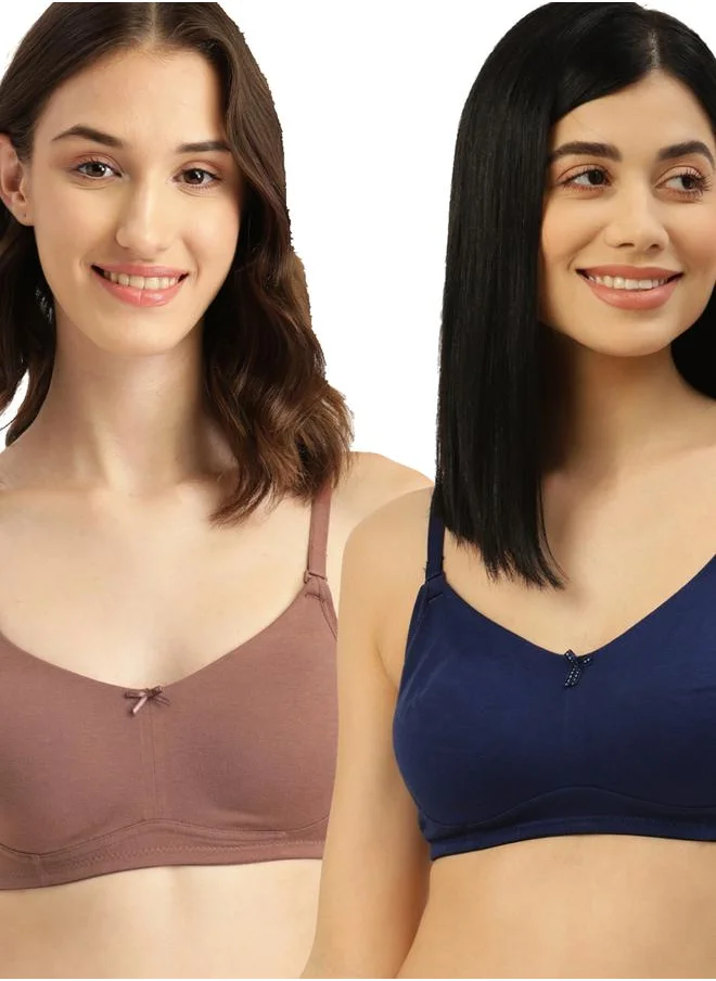 Leading Lady Pack of 2 - Solid Non Wired Cotton T-Shirt Bra