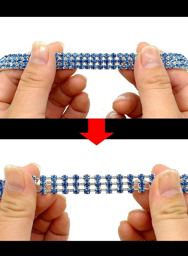 Innoshine Elastic rhinestone dog collar  BLUE Cats & Dogs Pet Necklace collar with Love Heart shape pendant  Sparkling Rhinestone Studded Gemstone Jewelry Necklace for Cats and Small Dogs,  Adjustable Pets Collar perfect For Kitten and puppies - Image 2