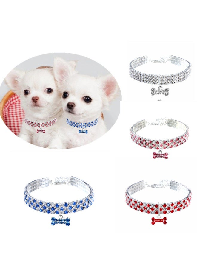 Innoshine Elastic rhinestone dog collar  BLUE Cats & Dogs Pet Necklace collar with Love Heart shape pendant  Sparkling Rhinestone Studded Gemstone Jewelry Necklace for Cats and Small Dogs,  Adjustable Pets Collar perfect For Kitten and puppies - Image 4