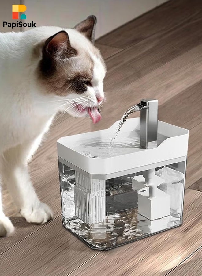 PapiSouk Cat Water Fountain 1.5L Automatic Pet Water Dispenser for Cats Dogs, Ultra Quiet Pump, 4 Flow Modes, Large Capacity Drinking Fountain with 6 Replacement Filters - Image 1