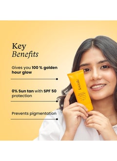 foxtale Vitamin C and Niacinamide Glow Sunscreen SPF 50 High Protection Lightweight Fast Absorbing UVA UVB Protection Prevents Tanning No White Cast Non Greasy Men Women All Skin Types 50ml  - Image 2