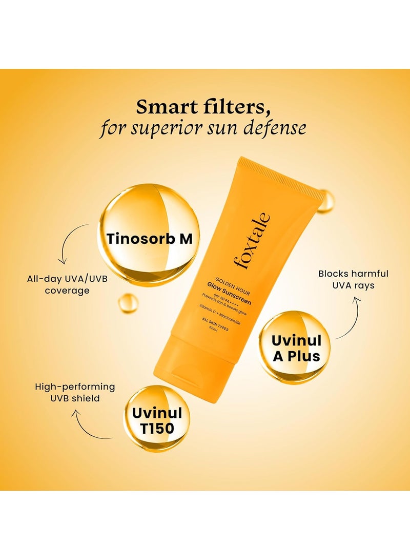 فوكستيل واقي من الشمس بعامل حماية من الشمس بعامل حماية 50 من فيتامين C والنياسيناميد خفيف الوزن سريع الامتصاص، حماية من الأشعة فوق البنفسجية فوق البنفسجية يمنع اسمرار البشرة بدون صبغة بيضاء غير دهني للرجال النساء جميع أنواع البشرة 50 مل - Image 5