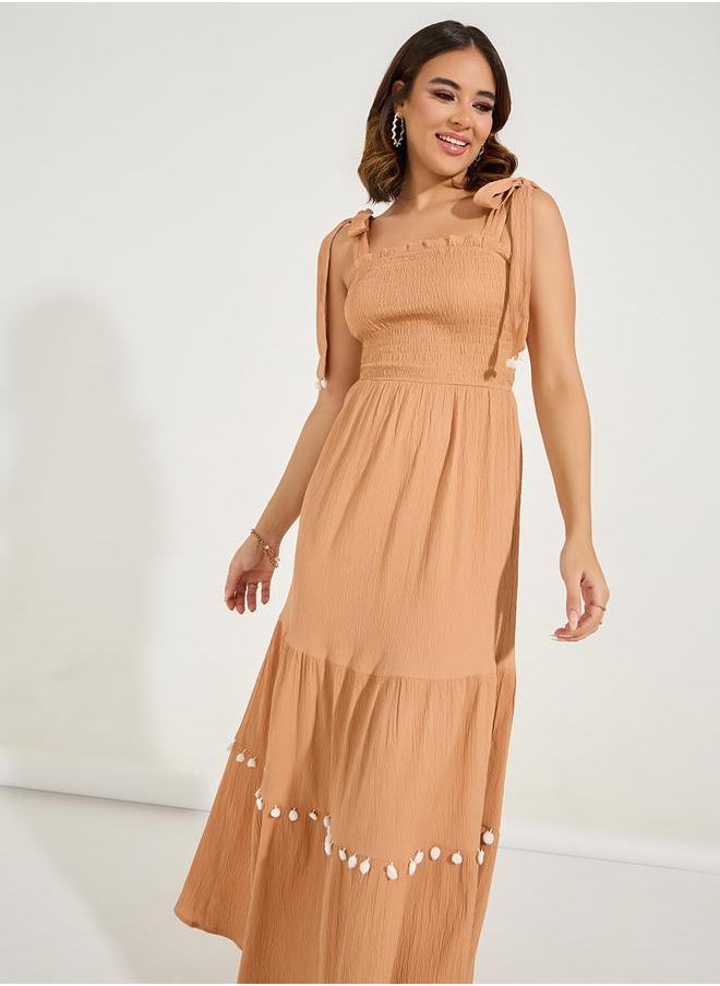 Styli Smocked Tie-Strap Dress  - Image 4