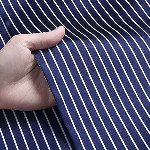 Lonxu Mens Satin Pajamas Set Navy Blue Striped XL - Image 2