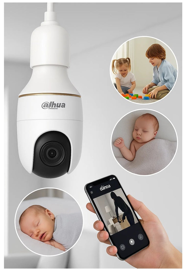 Dahua Dahua wifi surveillance camera, 3MP bulb + 64GB memory card, gift for recording, rotates 360 degrees, listens and speaks from it, smart tracking, AI, 2304 x 1296 resolution, track your property from your mobile phone  - Image 2