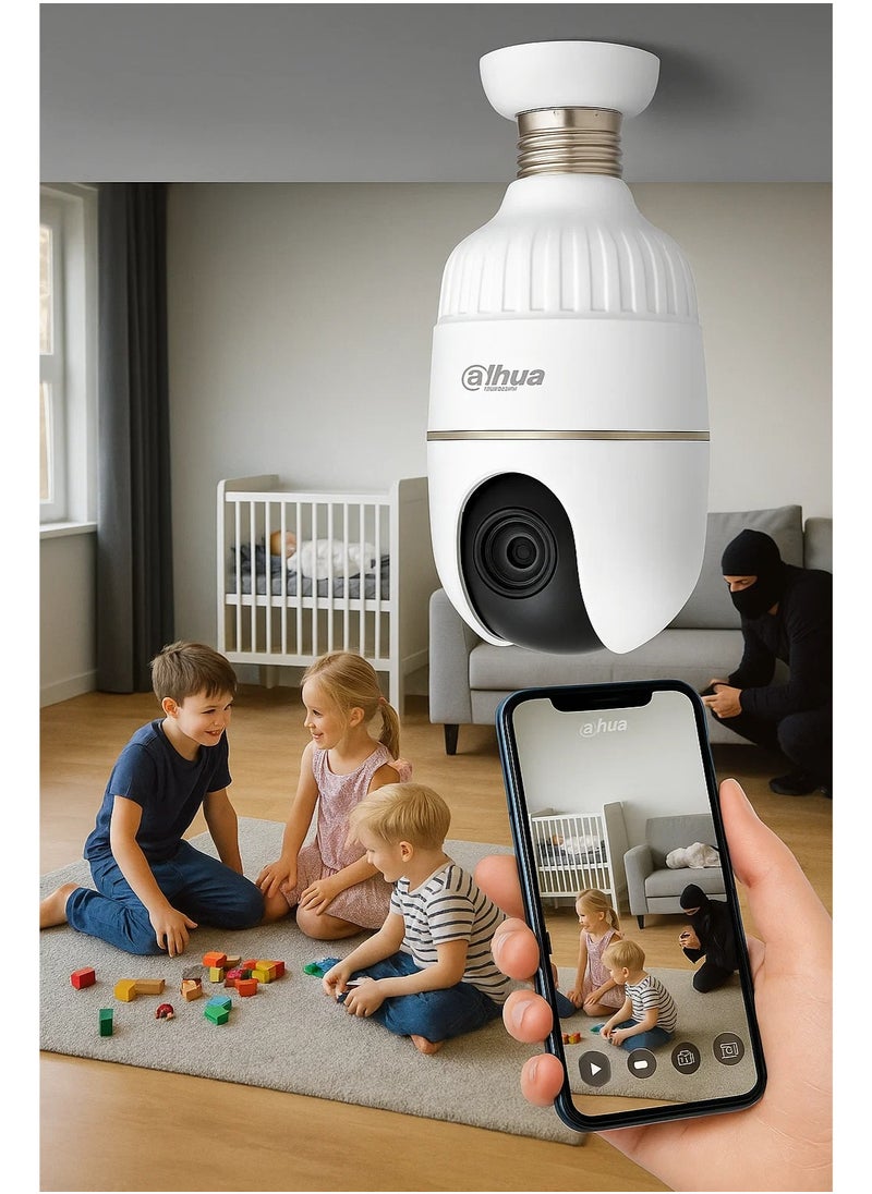 Dahua Dahua wifi surveillance camera, 3MP bulb + 64GB memory card, gift for recording, rotates 360 degrees, listens and speaks from it, smart tracking, AI, 2304 x 1296 resolution, track your property from your mobile phone  - Image 3