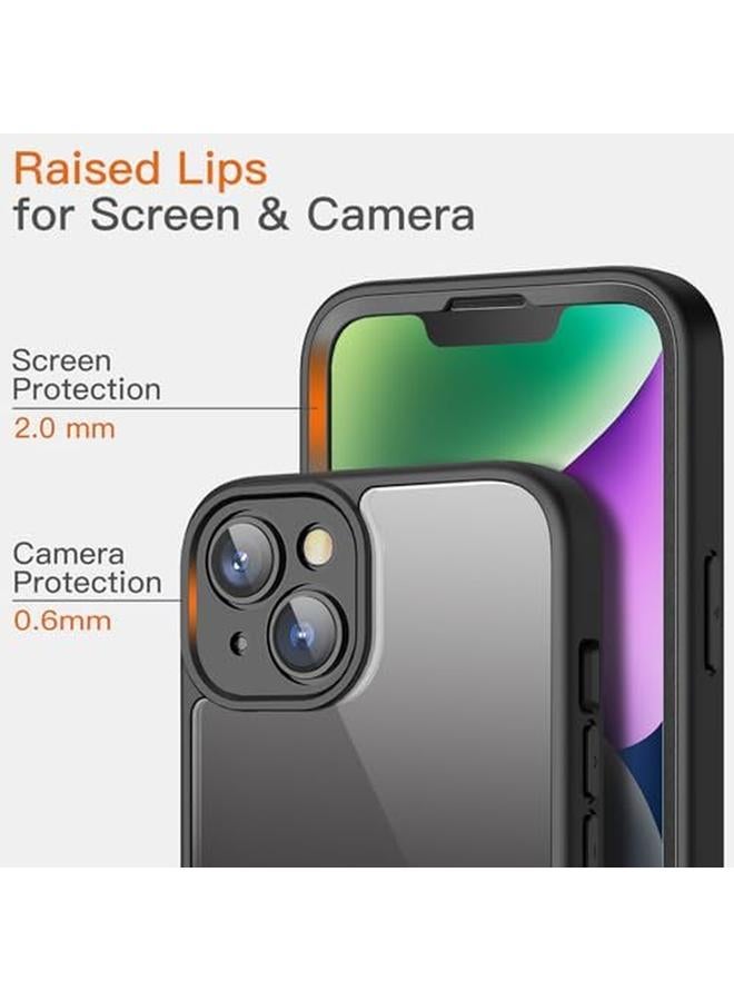 جي تيك جراب لهاتف iPhone 14 Plus مقاس 6.7 بوصة مع واقي شاشة مدمج مضاد للخدش 360 درجة غطاء كامل للجسم متين بظهر شفاف أسود - Image 5