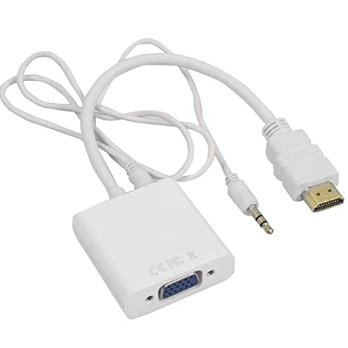 ETZIN HDMI to VGA Cable Adapter White with 3.5 mm Audio Jack Compatible with Computer, Desktop, Laptop, PC, Monitor, Projector, Full HDTV, Media Players, XboxHigh-Speed 1080P (EPL-167TC) - Image 2