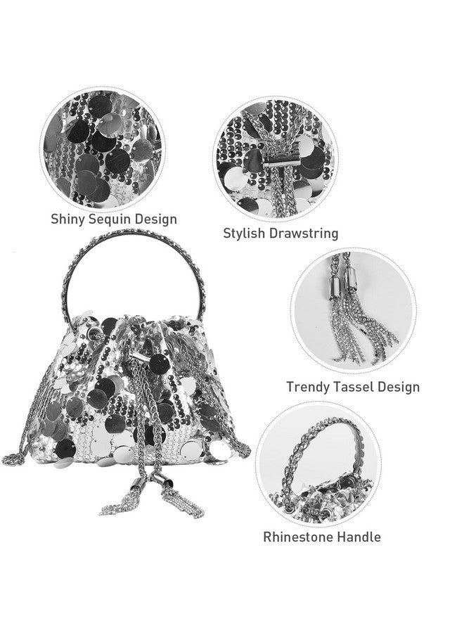 QZUnique Sparkly Sequin Bucket Bag Glitter Women Evening Handbags For Wedding Party Shining Purse Shoulder Crossbody Clutch - Image 4
