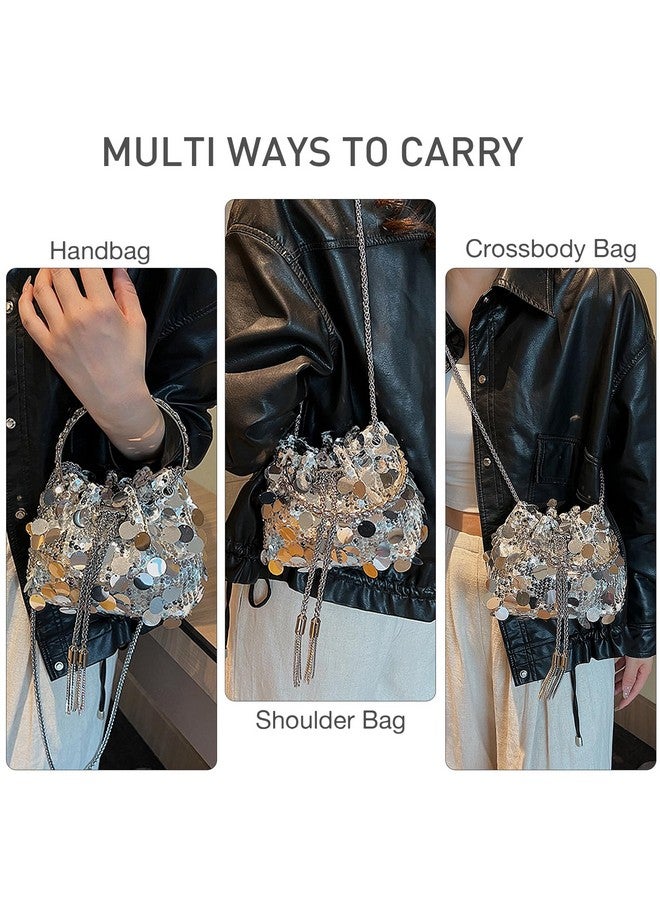 QZUnique Sparkly Sequin Bucket Bag Glitter Women Evening Handbags For Wedding Party Shining Purse Shoulder Crossbody Clutch - Image 5