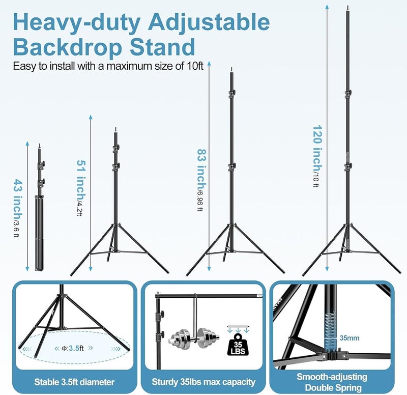 EMART Heavy Duty Backdrop Stand, 10x10ft Background Stand for Photography - Image 3