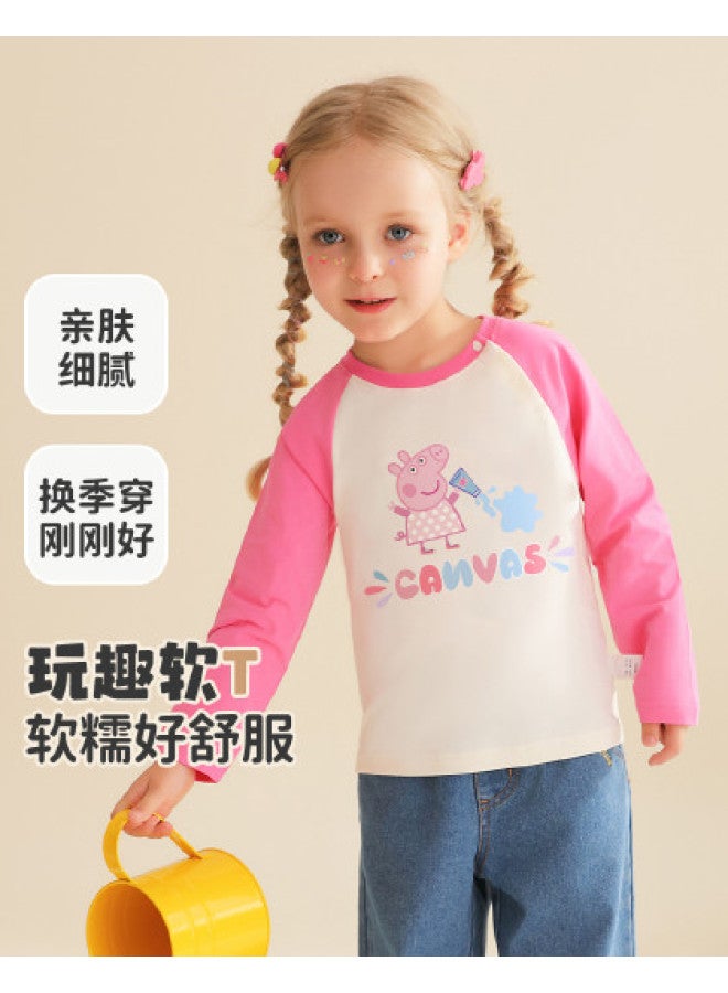 Peppa Pig spring Long Sleeve T-shirt For Girls - Soft Cotton Stretchy Kids Tee Infant Toddler Long Sleeve Top - Image 1