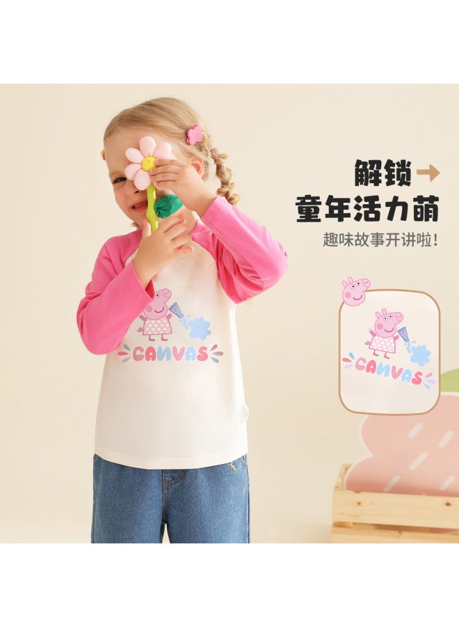 Peppa Pig spring Long Sleeve T-shirt For Girls - Soft Cotton Stretchy Kids Tee Infant Toddler Long Sleeve Top - Image 3