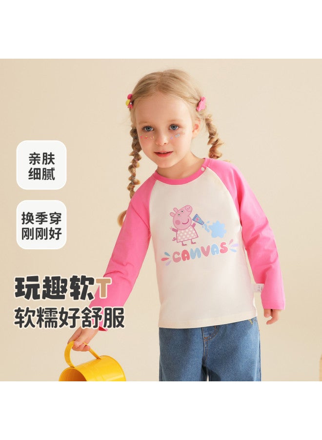 Peppa Pig spring Long Sleeve T-shirt For Girls - Soft Cotton Stretchy Kids Tee Infant Toddler Long Sleeve Top - Image 2