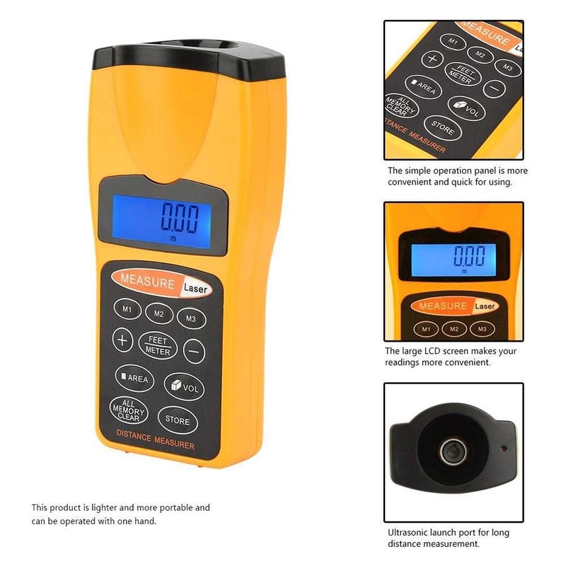 HETVIN Laser Distance Measurer – Digital Electronic Measuring Tool with LCD Backlight, Area & Volume Calculation, Unit Switch (Feet/Meters), Memory Function – Ideal for Interior Design and Projects - Image 2