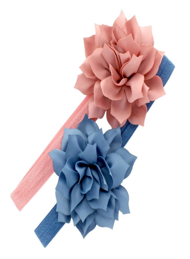 My Lello Baby Petal Flower Headbands Mixed Colors 2-Pack (Dusty Rose/Faded Blue) - Image 1