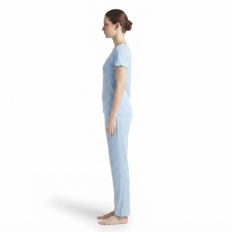 JOANNA 2-Piece Pajama Set Short Sleeve V-Neck Top and Pants Soft Sleepwear for Women - Image 3