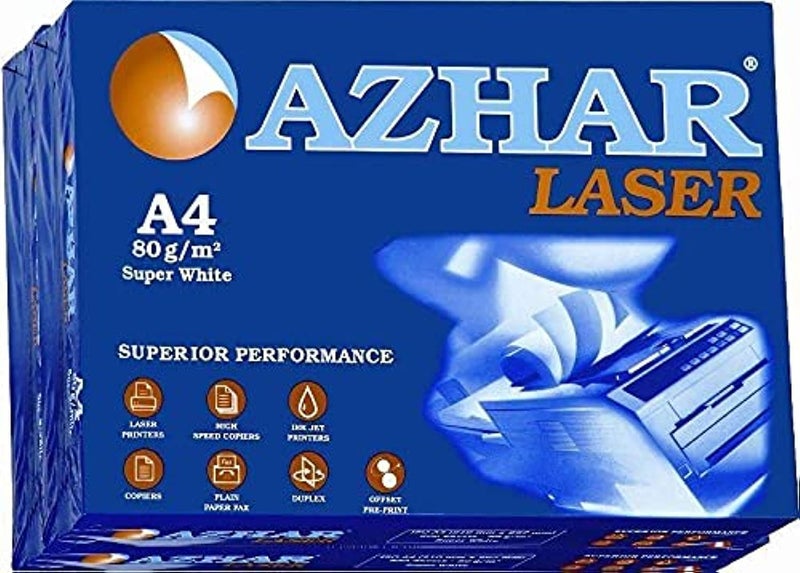 AZHAR Laser White Copy Paper 80gm A4 Cartoon Of 5 Packs - Multicolor - Image 1