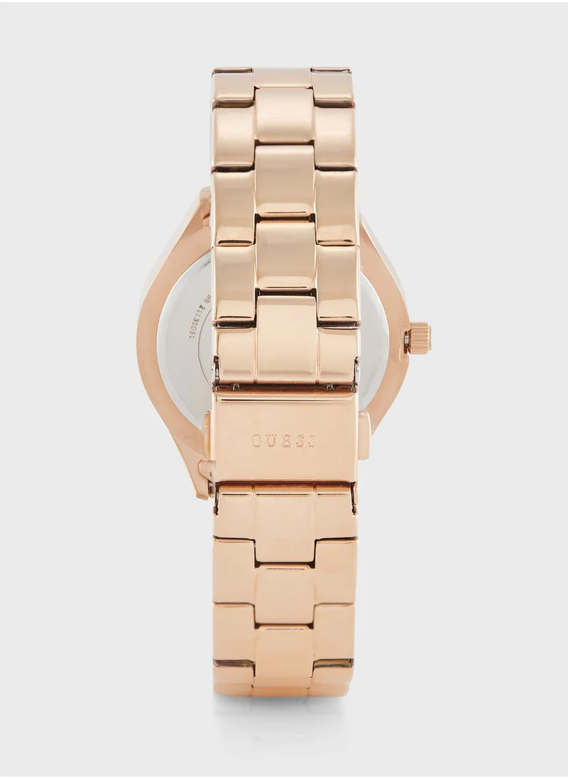 GUESS Tri Plaque Steel Strap Analog Watch