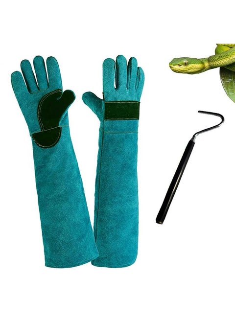 Hamiledyi Animal Handling Gloves Bite With Hook Proof Reinforced Leather Padding Dog Cat Scratch Bird Falcon Protection Grabbing For Reptile Squirrel Snake Bite Lizard Boa Bbq 23inch