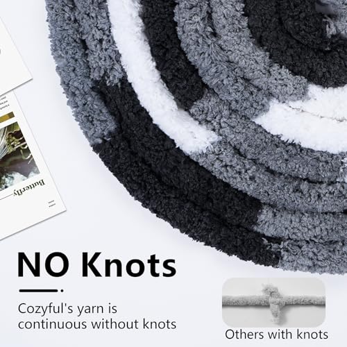 Cozyful Chunky Yarn for Hand Knitting - #10 Chunky Chenille Blanket Yarn, Jumbo Big Thick Chunky Yarns for Crocheting, Tie Dye Bulky Knit Yarns, 8 Skein (25 yds 8 oz Each Skein), Cream&Sage&Grey&Khaki - Image 4