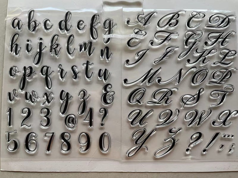 Letter and Number Clear Stamps Upper and Lower Case Letters Silicone Stamps with Stamp Block for Paper Crafting DIY Scrapbooking