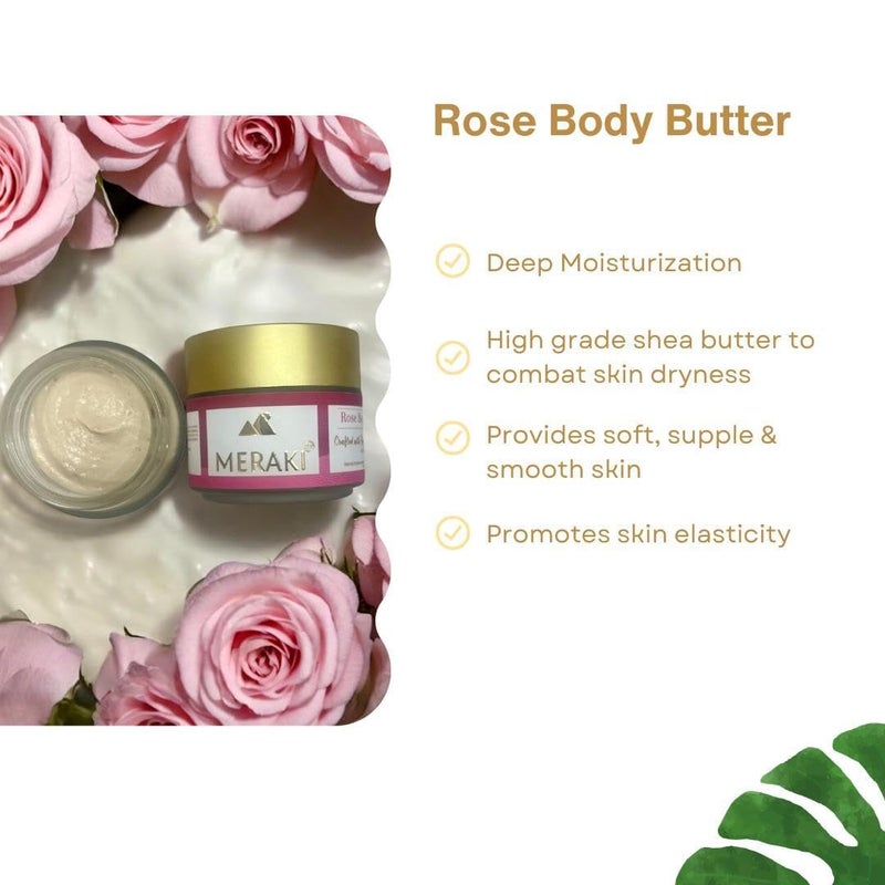 MERAKI Rose Body Butter | Deep Moisturizing & Nourishing Cream for All Skin Types | Natural Rose Fragrance Body Butter 100 gms - Image 5