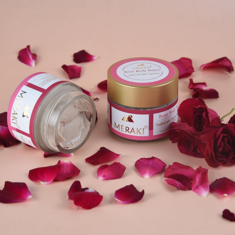 MERAKI Rose Body Butter | Deep Moisturizing & Nourishing Cream for All Skin Types | Natural Rose Fragrance Body Butter 100 gms - Image 2