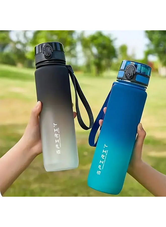 Large Capacity Leakproof Water Bottle 33.81oz Black White for Gym Hiking - Image 2