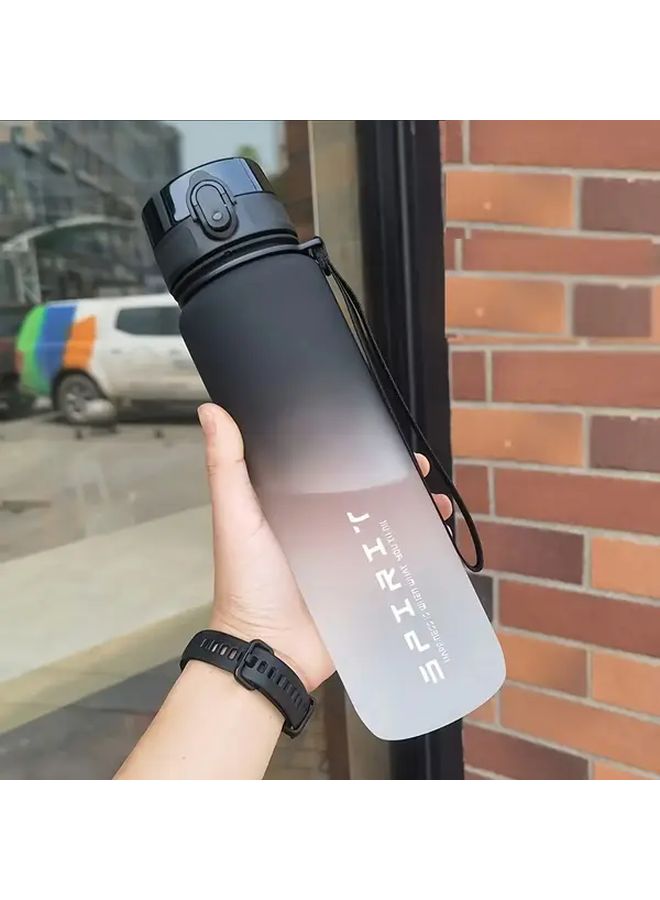 Large Capacity Leakproof Water Bottle 33.81oz Black White for Gym Hiking - Image 1