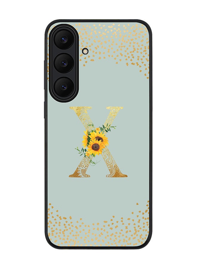 Stylizedd For Samsung Galaxy S25 FE Case,Slim fit Camera Protection, Shockproof Thin Phone cover  - Custom Floral Monogram - X  (Light Grey )