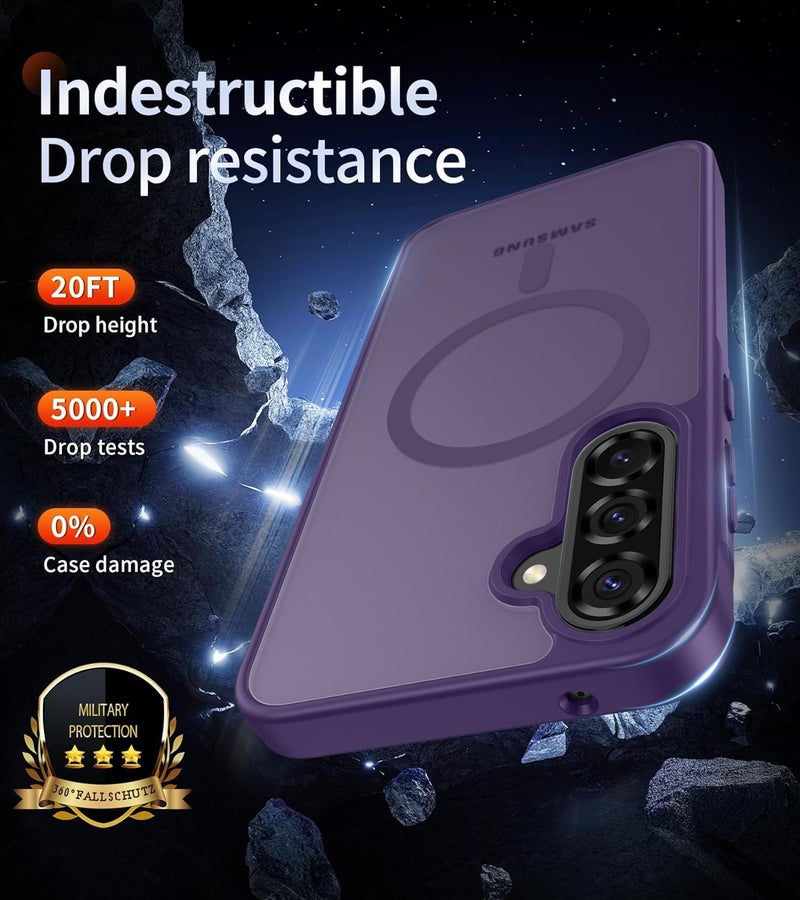 Elzzi Magnetic Guard Case for Samsung Galaxy A56 5G Cover, Compatible with MagSafe Translucent Matte Hard PC + TPU Hybrid Back Cover, Slim Shock-Resistant Anti-Scratch Protective Case (Deep Purple) - Image 2