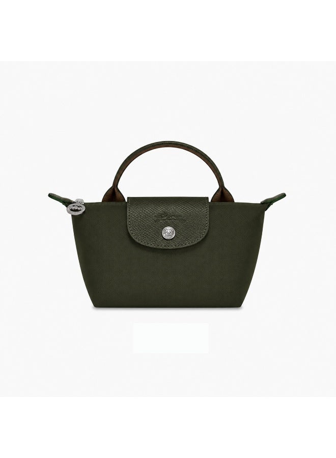Deep Forest Green Mini Tote Bag with Leather Accents, Water-Resistant  Nylon