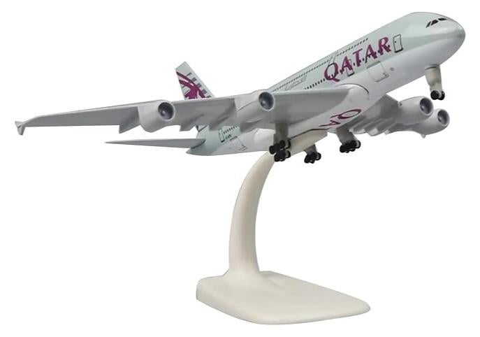 Large 20" Metal Qatar Airplane Model with Wheels - Image 1