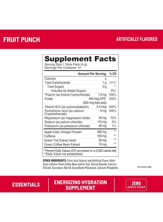 SlimFast Hydration Packets, Intermittent Fasting Electrolytes, Drink Mix Packets, Intermittent Fasting Powder, Energy Powder Drink Mix, Caffeine, Electrolytes for Hydration, Fruit Punch (12 Count) - Image 4