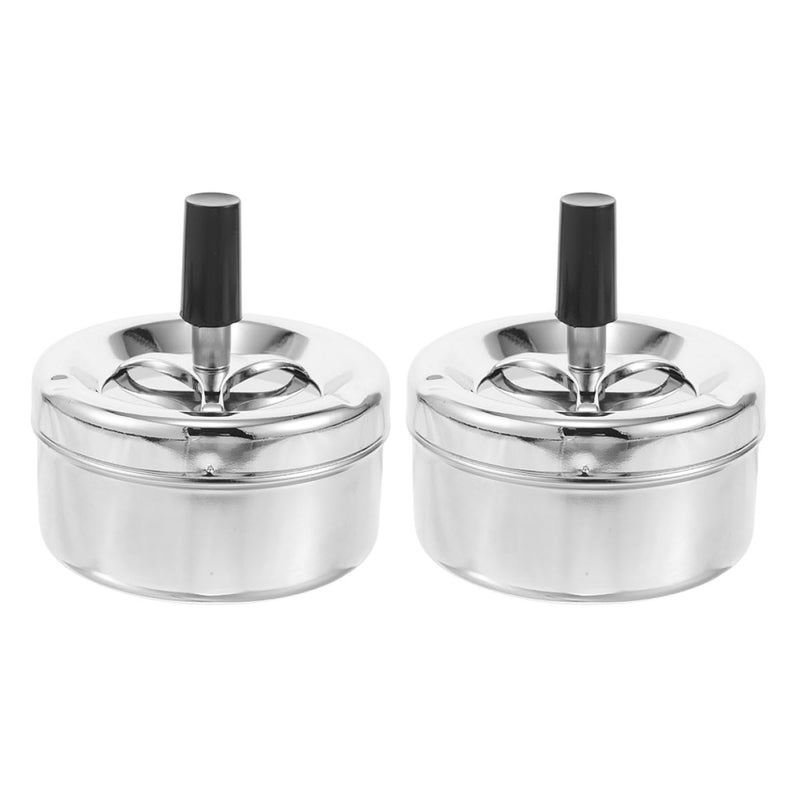 Windproof Spinning Metal Ashtray with Lid Smokeless Ash Holder for Home Office Patio Outdoor Use - Image 2
